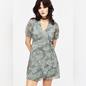 Sapphira Dragon Print Chiffon Mini Wrap Dress Sz 8 – Gothic, Fantasy, Alt